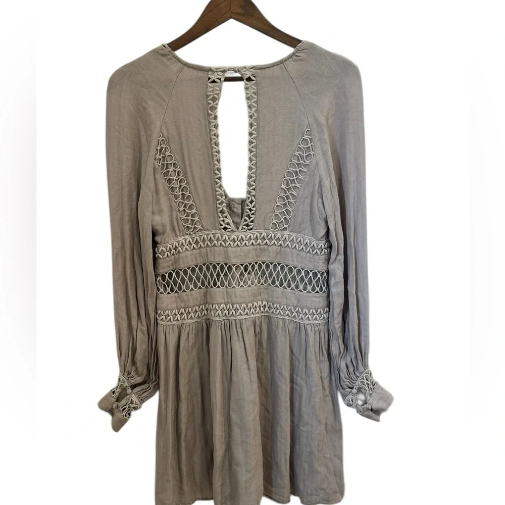 Free People Boho I think I love you Dress Taupe Women’s Size 6 - Picture 4 of 6